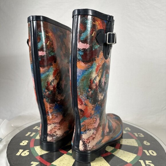Nomad Rain Boots Puddles II Printed Rubber Pull On Round Toe Shoes Outdoor WMN 8 - Picture 3 of 7